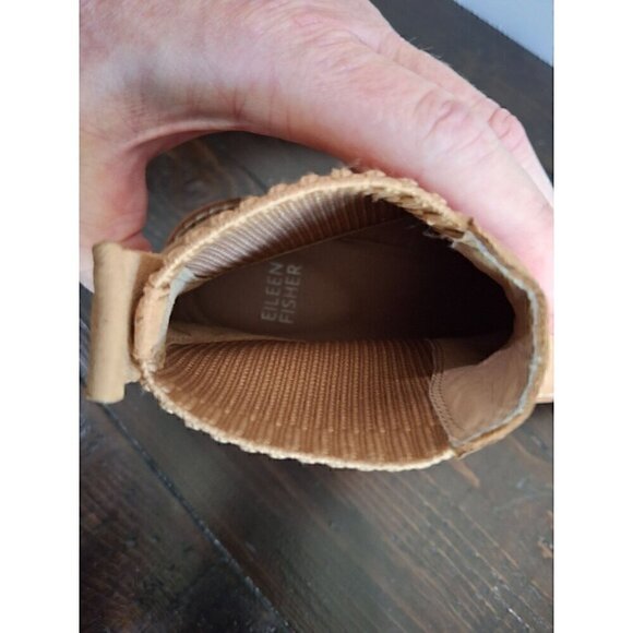 Eileen Fisher Camel Lilou Nubuck and Recycled Stretch Knit Bootie/NWOB, Sz. 5 - Picture 9 of 9